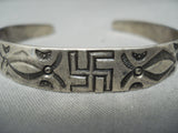Early 1900's Vintage Native American Navajo Whirling Logs Sterling Silver Bracelet-Nativo Arts