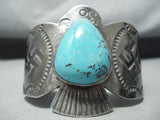 Earler Rare Vintage Native American Navajo Turquoise Whirling Logs Sterling Silver Bracelet-Nativo Arts