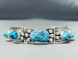 Superb Vintage Native American Navajo 5 Morenci Turquoise Sterling Silver Bracelet-Nativo Arts
