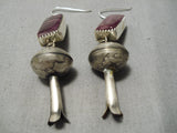 One Of Best Vintage Native American Navajo Squared Purple Shell Sterling Silver Bead Earrings-Nativo Arts