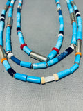 Singer Vintage Native American Navajo Long Turquoise Sterling Silver Necklace-Nativo Arts