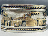 Weighty Powerful Native American Navajo Sterling Silver Gold Bracelet Cuff-Nativo Arts