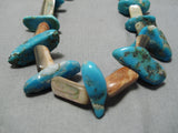 Huge Longer Vintage Navajo Turquoise Abalone Shell Native American Necklace Old-Nativo Arts