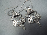 Marvelous Navajo Sterling Silver Toad Earrings Native American-Nativo Arts