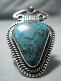 Best Terr Martinez Vintage Native American Navajo Old Kingman Turquoise Sterling Silver Ring-Nativo Arts