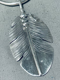 Astounding Native American Navajo Sterling Silver Feather Necklace Ben Begaye-Nativo Arts