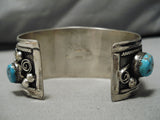 Colossal Vintage Native American Navajo Old Persin Turquoise Sterling Silver Bracelet Old-Nativo Arts