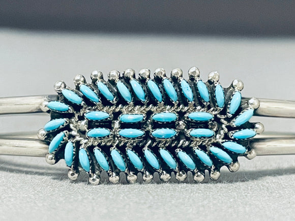 Remarkable Vintage Native American Zuni Blue Gem Turquoise Sterling Silver Bracelet-Nativo Arts