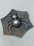 Native American One Of The Most Unique Vintage Southwestern Spider Sterling Silve Rpin-Nativo Arts