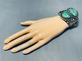 Gorgeous Vintage Native American Navajo 2 Huge Royston Turquoise Sterling Silver Bracelet-Nativo Arts