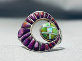 Native American Most Unique Vintage Zuni Green Turquoise Sterling Silver Suglite Ring-Nativo Arts