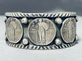 Heavy Coin Native American Sterling Silver Bracelet Cuff-Nativo Arts