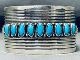 Fabulous Vintage Native American Navajo Sleeping Beauty Turquoise Sterling Silver Bracelet-Nativo Arts