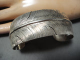 Noteworthy Navajo Sterling Silver Feather Bracelet Native American-Nativo Arts