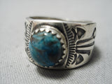 Important Female Artist Native American Navajo Turquoise Sterling Silver Ring-Nativo Arts