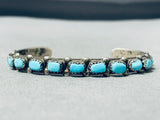 Beautiful Vintage Native American Navajo Blue Gem Turquoise Sterling Silver Bracelet-Nativo Arts