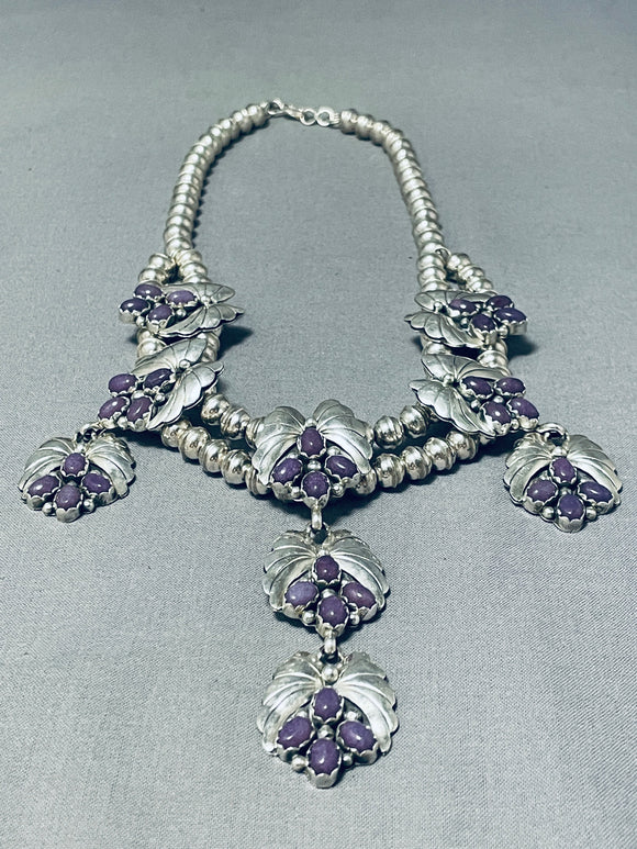 One Of The Best Ever Vintage Native American Navajo Sugulite Sterling Silver Necklace-Nativo Arts