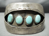 For Small Wrist Vintage Native American Navajo Turquoise Sterling Silver Bracelet-Nativo Arts