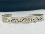 Symbolic Vintage Native American Navajo Yei Sterling Silver Bracelet Cuff-Nativo Arts