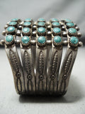 Early Vintage Native American Zuni Green Turquoise Snake Eyes Sterling Silver Bracelet-Nativo Arts