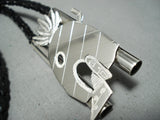 Native American Huge Detailed Zuni Spongebob Squarepants Inlay Sterling Silver Bolo Tie-Nativo Arts