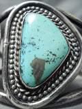 Bolstering Vintage Native American Navajo Old Morenci Turquoise Sterling Silver Bracelet-Nativo Arts