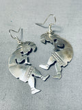 Important Native American Navajo Sterling Silver Kokopelli Earrings-Nativo Arts