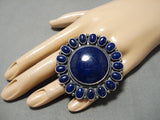 Biggest Best Native American Navajo Lapis Sterling Silver Ring-Nativo Arts