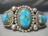 Heavy Thick Vintage Native American Navajo Turquoise Sterling Silver Rick Martinez Bracelet-Nativo Arts