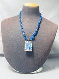 Native American Complex Vintage Santom Domingo Lapis Inlay Sterling Silver Necklace-Nativo Arts