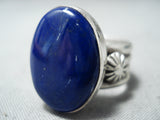 Stunning Navajo Lapis Sterling Silver Ring Native American Old-Nativo Arts