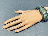 Heavy Intircate Vintage Native American Navajo Green Spiderwb Turquoise Sterling Silver Bracelet-Nativo Arts