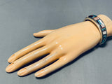Thick Unique Inlay Vintage Native American Navajo Spider Turquoise Sterling Silver Bracelet-Nativo Arts