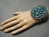 Very Rare Huge Vintage Native American Navajo Old Morenci Turquoise Sterling Silver Bracelet Old-Nativo Arts