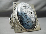 Astonishing Huge Native American Navajo Black White Stone Sterling Silver Native Bracelet-Nativo Arts