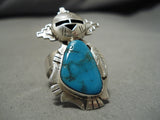 Detailed!! Native American Navajo Blue Diamond Turquoise Sterling Silver Kachina Ring-Nativo Arts