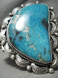 Colossal Navajo Blue Diamond Turquoise Sterling Silver Native American Bracelet-Nativo Arts