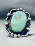 Striking Vintage Native American Navajo Royston Turquoise Sterling Silver Ring-Nativo Arts