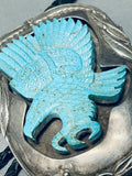 Best Huge Vintage Native American Navajo Hand Carved Turquoise Eagle Sterling Silver Bolo Tie-Nativo Arts