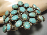 One Of The Best Domed Cluster Vintage Native American Navajo Sterling Silver Turquoise Bracelet-Nativo Arts