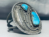 Very Rare Vintage Native American Navajo Blue Diamond Turquoise Sterling Silver Bracelet-Nativo Arts