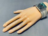 Heavy Native American Navajo Spiderweb Turquoise Sterling Silver Bracelet-Nativo Arts
