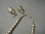 One Of The Best Native American Navajo Tubule Sterling Silver Necklace Earrings Set-Nativo Arts
