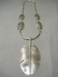 Hand Carved Feather Master Native American Navajo Sterling Silver Necklace-Nativo Arts