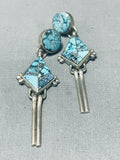The Best Vintage Native American Navajo Blue Diamond Turquoise Sterling Silver Earrings-Nativo Arts