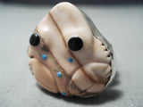 Fascinating Navajo Shell Sterling Silver Frog Ring Native American-Nativo Arts