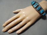 Incredible Vintage Native American Navajo Graduating Turquoise Sterling Silver Bracelet Old-Nativo Arts