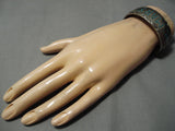 Vintage Native American Navajo Turquoise Inlay Sterling Silver Bracelet Cuff-Nativo Arts