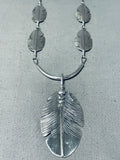 Astounding Native American Navajo Sterling Silver Feather Necklace Ben Begaye-Nativo Arts