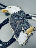 Best Biggest 6 Inch Long Vintage Native American Zuni Eagle Sterling Silver Bolo Tie-Nativo Arts